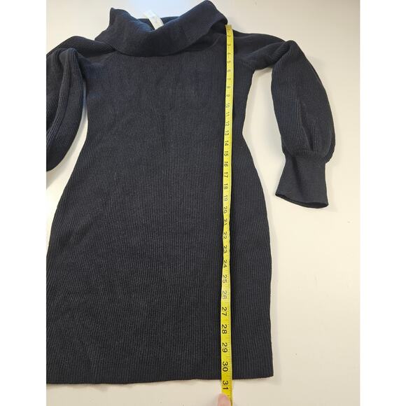 NWT she + Sky L (juniors) black bodycon bubble sleeve dress mock neck sweater - Picture 7 of 7
